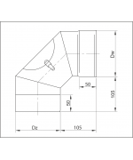 Koleno ø100/90° pevné s revíznym otvorom, nerez